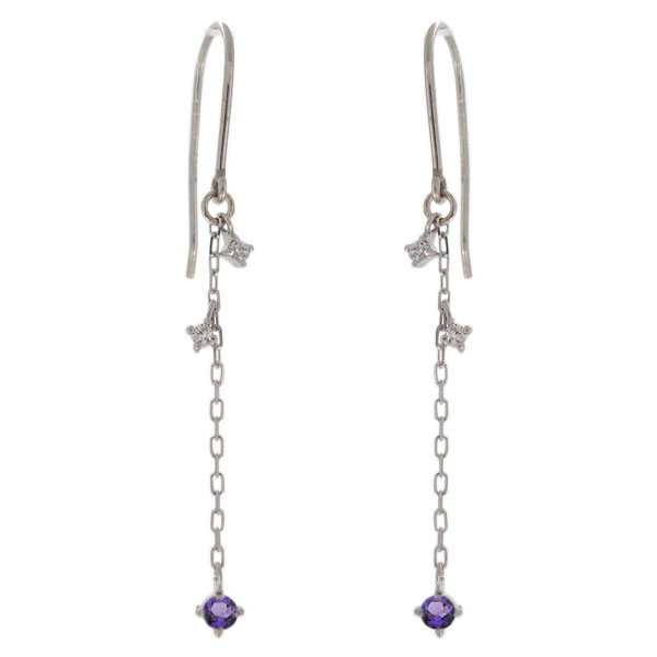 2月誕生石 ピアス レディース フック ロングチェーンピアス プラチナ プレゼント 母の日 2024(4)