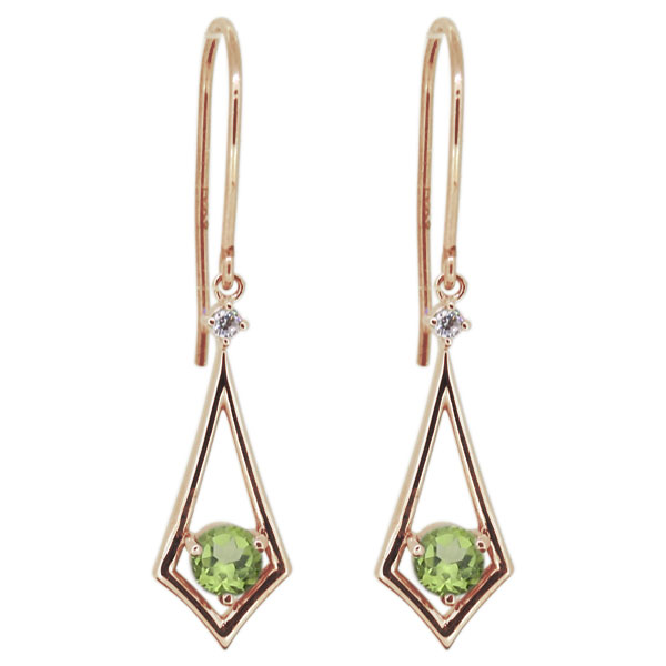 Peridot - フレームピアス ペリドット レディース フックピアス 18金 ひし形 プレゼント 母の日 2026