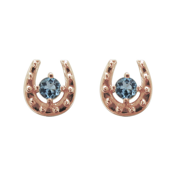 Rubellite - ホースシューモチーフ ピアス アクアマリンサンタマリア 10金 レディース プレゼント 母の日 2026