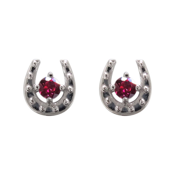 Ruby - ルビーピアス プラチナ ピアス 7月誕生石 馬蹄モチーフ レディース プレゼント 母の日 2026