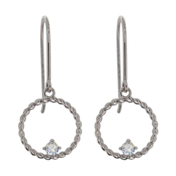 ピアス・ロイヤルブルームーンストーン・ツイストサークル・レディース・縄模様・フック・プラチナ プレゼント 母の日 2024