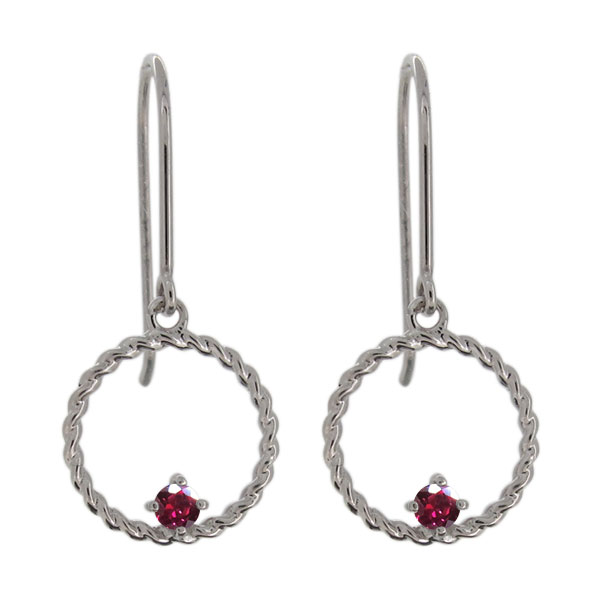 ピアス・ルビー・ツイストサークル・レディース・縄模様・フック・プラチナ プレゼント 母の日 2024(4.0)