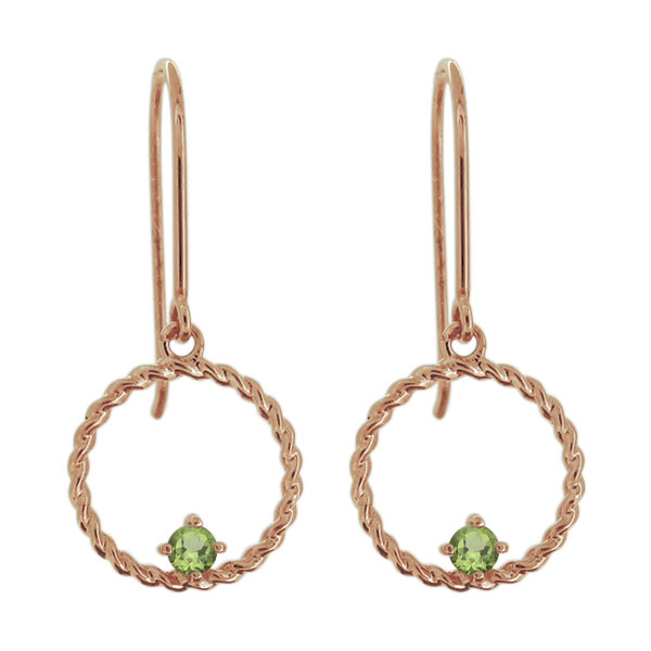 Peridot - レディースピアス・サークル・ツイスト・ペリドット・フックピアス・縄・18金 プレゼント 母の日 2026