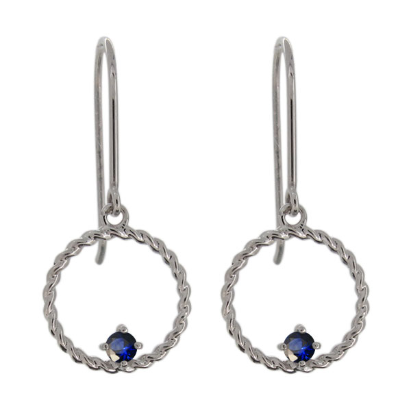ピアス・サファイア・ツイストサークル・レディース・縄模様・フック・プラチナ プレゼント 母の日 2024(4.0)