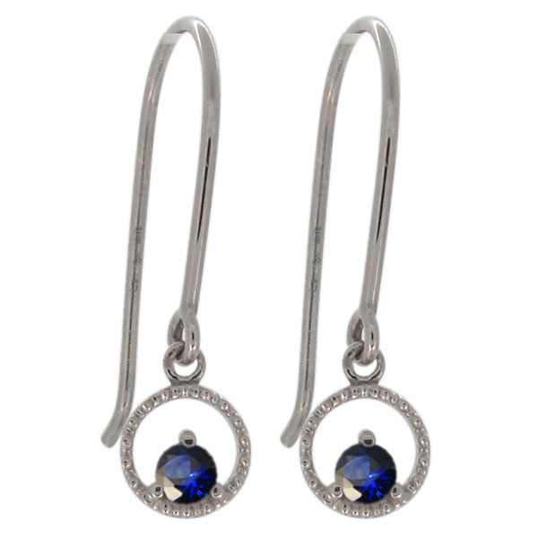 サファイア・ピアス・シンプル・レディース・プラチナ・揺れるピアス・サークル・ミル プレゼント 母の日 2024