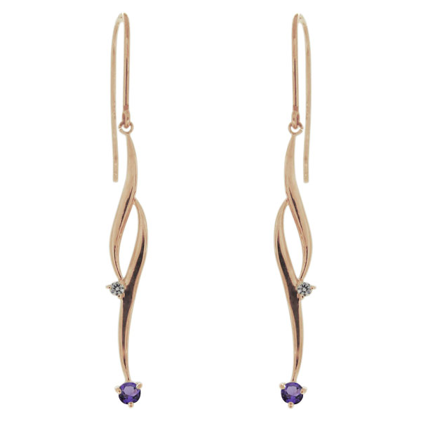 アメジスト・ピアス・シンプル・アメリカンフック・2月誕生石・レディース・18金 プレゼント 母の日 2023