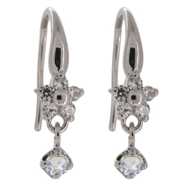 Moonstone - ピアス・レディース・ロイヤルブルームーンストーン・ゆれるピアス・プラチナ・花・フラワー プレゼント 母の日 2026