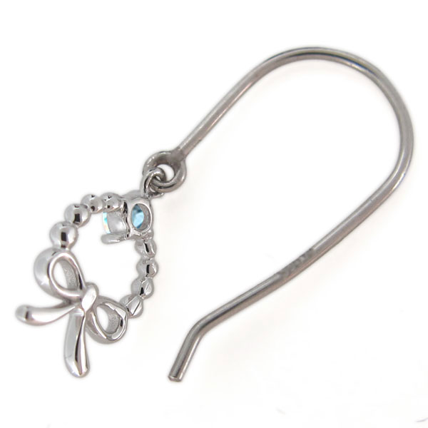 レディースピアス・ブルートパーズ・11月誕生石・りぼん・フック・18金 プレゼント 母の日