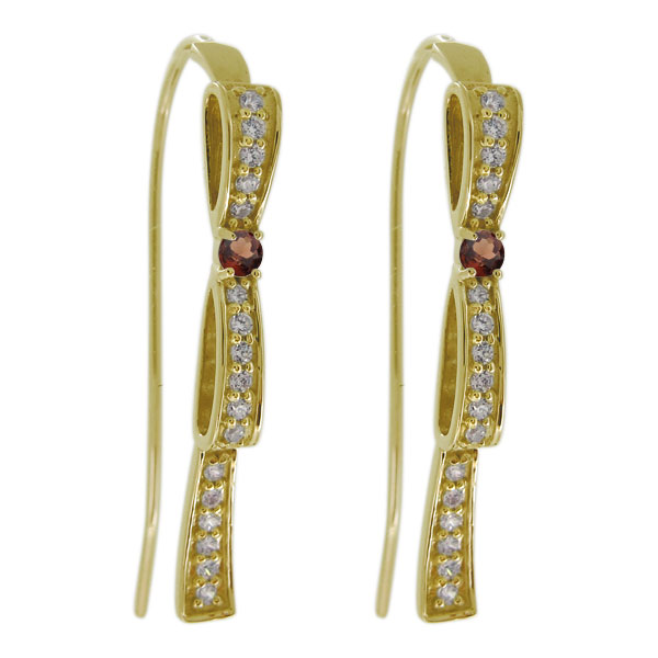 楽天PLEJOUR 誕生石ジュエリー専門店ピアス リボン レディース 天然石 ガーネット 10金 上品 キラキラ りぼん プレゼント 母の日 2024