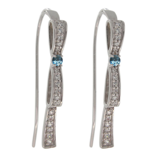 Topaz - ピアス レディース リボン シルバー 天然石 11月 ブルートパーズ りぼん フック 上品 プレゼント 母の日 2026