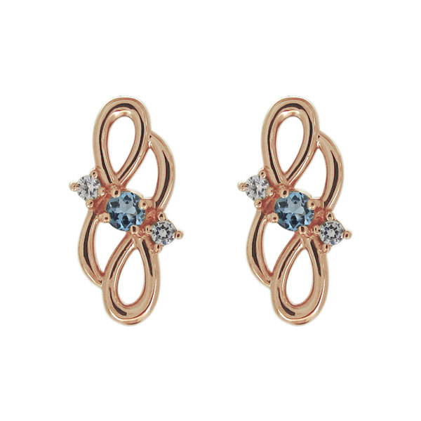 ピアス アクアマリンサンタマリア レディース 10金 インフィニティ シンプル スタッドピアス プレゼント 母の日 2023