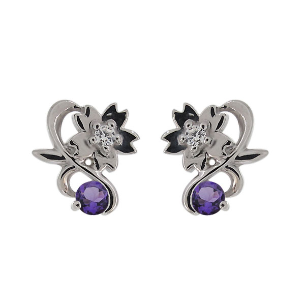 Amethyst - 桜 さくら ピアス シルバー レディース アメジスト スタッドピアス 母の日 2026