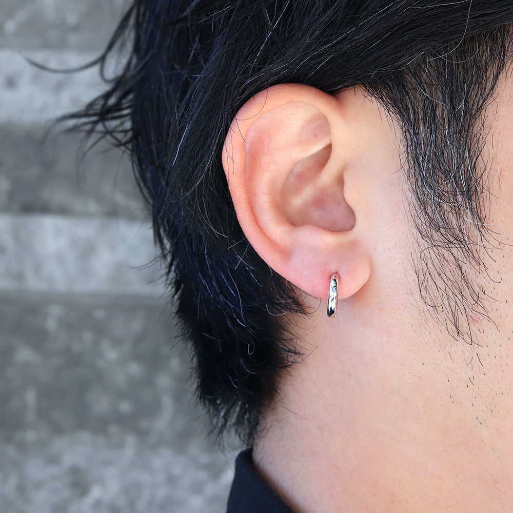 プラチナ フープピアス メンズ 片耳 中折れ 人気 シンプル リング ピアス pt900 つけっぱなし メンズピアス レディース ユニセックスデザイン おしゃれ プレゼント 父の日 2024