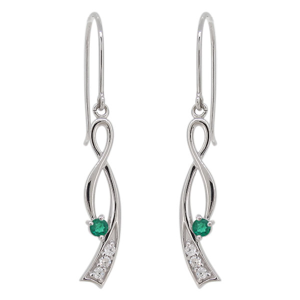 プラチナ ピアス 揺れる 天然石 エメラルド 5月誕生石 フックピアス レディース インフィニティ 母の日 2024