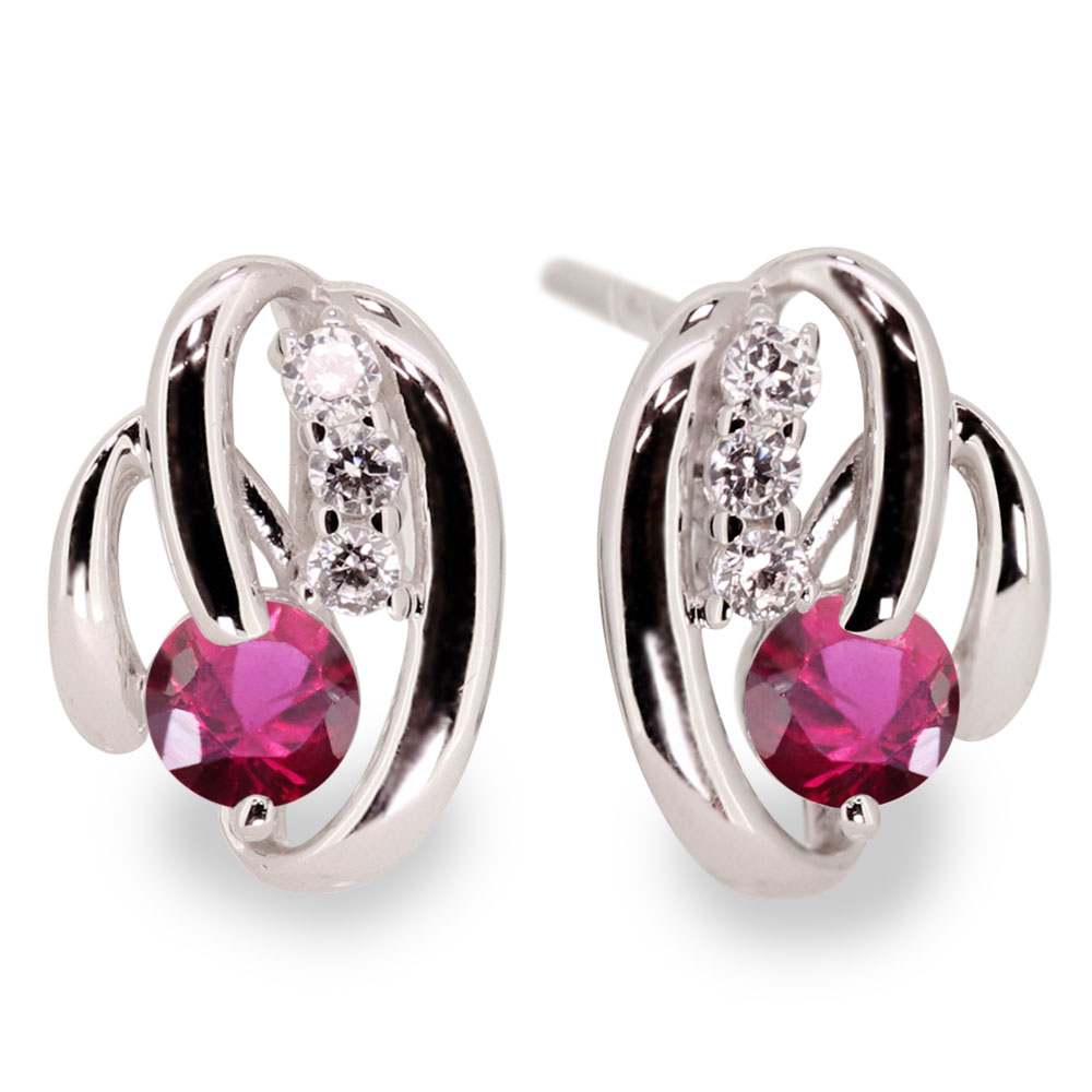 ピアス 小ぶり シルバー レディース 両耳 誕生石 7月 ルビー 女性 人気 プレゼント(4)