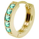 ピアス メンズ 18k フープピアス エメラルド 片耳 中折れ ゴールド 5月誕生石 父の日 2024