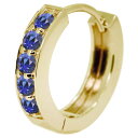 ピアス メンズ 18k フープピアス サファイア 片耳 中折れ ゴールド 9月誕生石 サファイアピアス メンズピアス シンプル つけっぱなし プレゼント ジュエリー 父の日 2024