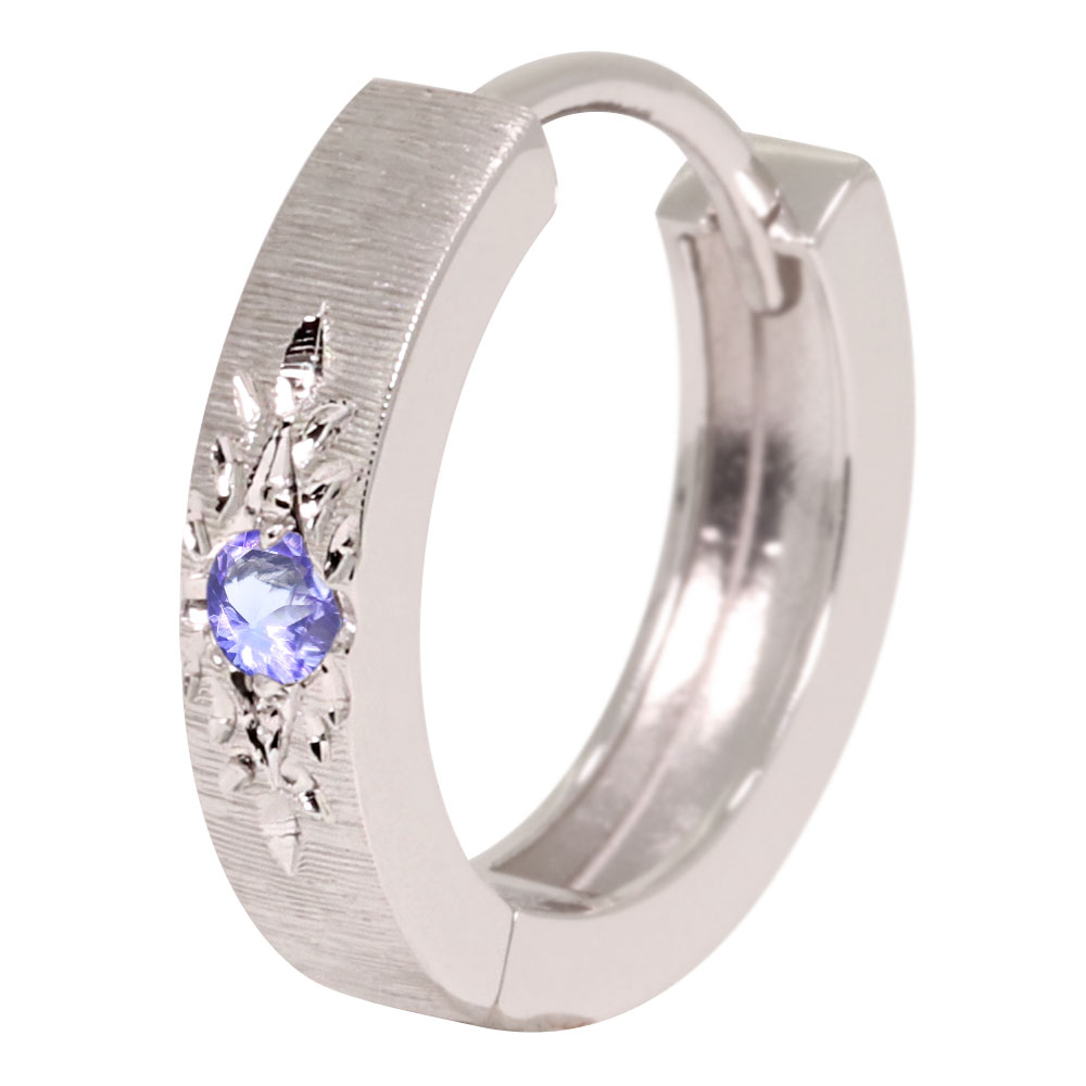 フープピアス メンズ ピアス リング プラチナ フープ 小さめ 中折れ式 片耳 12月誕生石 父の日 2024