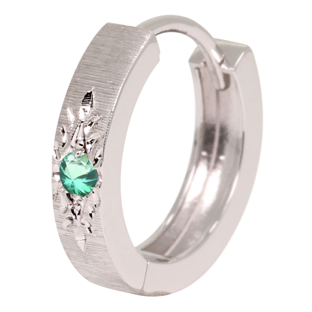 ピアス フープ メンズピアス シルバー925 片耳 フープピアス 中折れ式 5月誕生石 彫り 洋彫り 父の日 2024