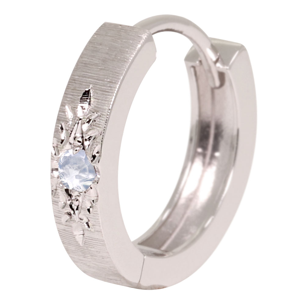 フープピアス メンズ ピアス リング プラチナ フープ 小さめ 中折れ式 片耳 6月誕生石 父の日 2024