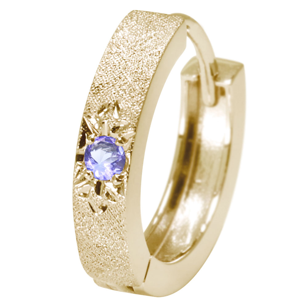 ピアス 片耳 メンズ フープピアス 中折れ リングピアス 10k 10金 タンザナイト 12月誕生石 彫り 父の日 2024