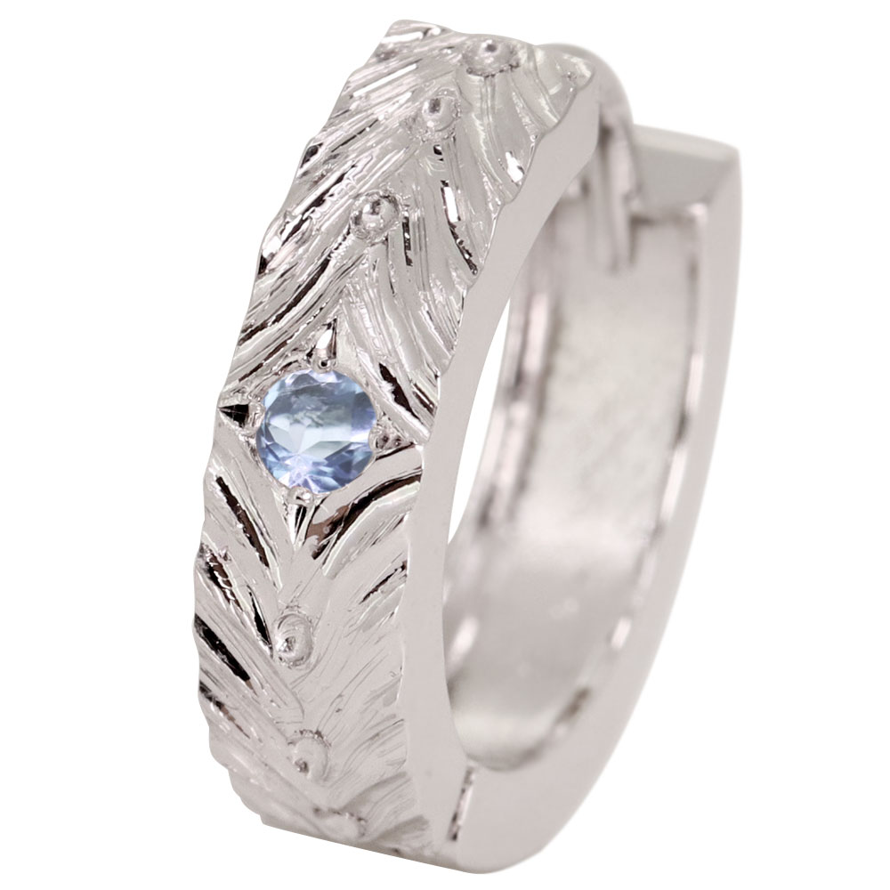 ピアス メンズ シルバー フープピアス 片耳用 中折れ式 アクアマリンサンタマリア 男性 人気 大人 彫り かっこいい 父の日 2026