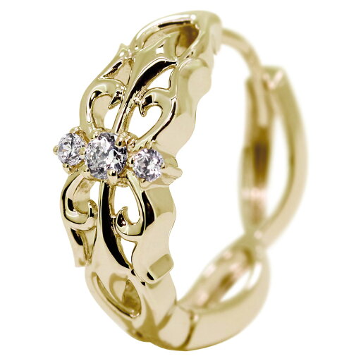 18金 フープピアス メンズ 片耳 クロス ダイヤモンド ピアス 18k 十字架 透かし 中折れ式 4月誕生石 18金 フープピアス メンズ 片耳 クロス ダイヤモンド ピアス 18k 十字架 透かし 中折れ式 4月誕生石