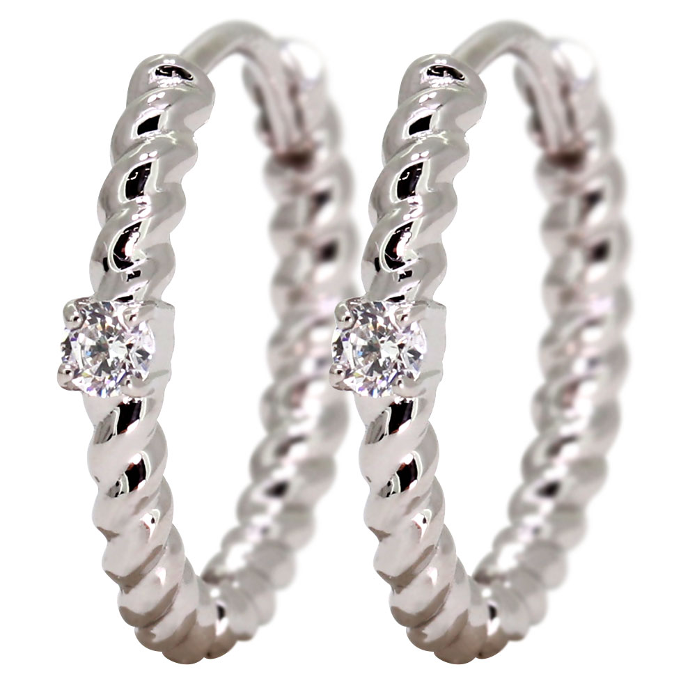 ピアス プラチナ フープピアス ダイヤモンド レディース 縄 ツイスト 両耳セット 誕生石 4月 フープ 小さめ 金属アレルギー対応 Pt900 大人 女性 シンプル 4月誕生石 プレゼント ギフト