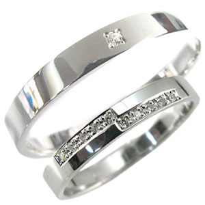 K18ゴールド ペアリング カップル 2個セット ダイヤモンド 結婚指輪 マリッジリング