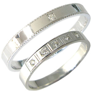 K10ゴールド ペアリング カップル 2個セット ダイヤモンド 結婚指輪 マリッジリング