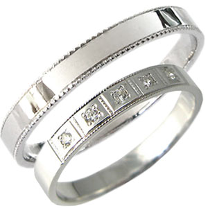 プラチナ ペアリング カップル 2個セット ダイヤモンド 結婚指輪 マリッジリング 1