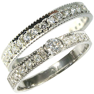 プラチナ ペアリング カップル 2個セット ダイヤモンド 結婚指輪 マリッジリング