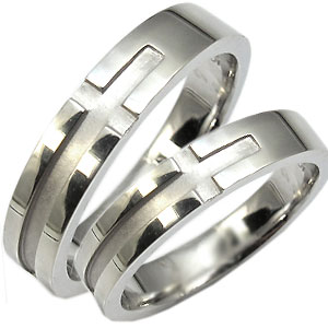 プラチナ リング クロスリング 結婚指輪 マリッジリング ペアリング カップル 2個セット