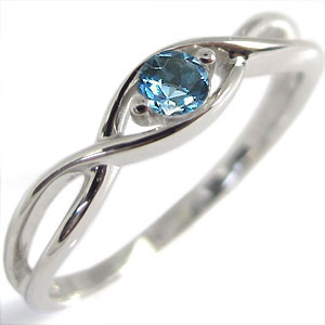 K18・指輪・ブルートパーズ・一粒・シンプル・リング