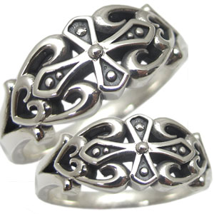 ペアリング カップル 2個セット シルバー メンズ リング クロス リング ハート 指輪 父の日 2023