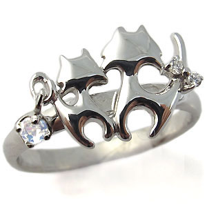 ロイヤルブルームーンストーン・リング・ネコ(猫)・指輪・10金