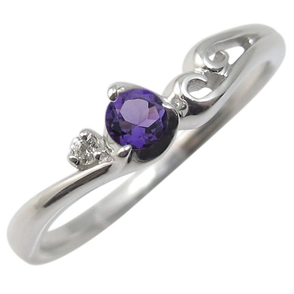K18・指輪・アメジスト・一粒・シ...