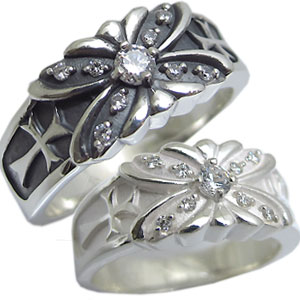 クロス リング 指輪 シルバー ダイヤモンド リング ペアリング カップル 2個セット