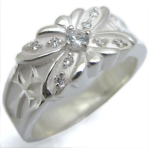 4月誕生石ダイアモンドを一粒使用した、クロス＆バタフライ(蝶)デザインのシルバー製メンズリング(指輪)です。 記念日や誕生日プレゼント自分へのご褒美、クリスマスプレゼント、などの贈り物にお勧めのリングです。 本体素材：シルバー925(SV925) (品質を保証するSV925の刻印があります。) 石名：主石ダイヤモンド(約0.10ct)(天然石使用) 脇石ダイヤモンド(8石で約0.08ct)(天然石使用) サイズ：対応リングサイズ13号〜22号 最大幅 約 9.0mm/最小幅 約 4.4mm 最大厚み 約 4.6mm/最小厚み 約 1.5mm 品番：mpr-0254-a-4-sv【20120911】 商品お届け: PLEJOUR（プレジュール）ではお客様からの ご注文を頂いてから一つ一つ商品を作製する為、 商品発送は商品発送は土日祝日を除く、8〜10営業日(一部商品を除く)頂いております。予めご了承くださいませ。 記念日や誕生日プレゼント自分へのご褒美、クリスマスプレゼント、 結婚記念日、ホワイトデー、などの贈り物にお勧めです。 希少石を使用したアクセサリーや、ジュエリーオーダーメイドもお受けしております。 ※お気軽に電話・メールでお問い合わせ下さい。 どんな些細なことでも、専門スタッフが丁寧にお答え致します。 TEL:0552368200 メール:plejour@almond.ocn.ne.jp ギフト対応・刻印についてはこちらから工房だからできるこのオリジナルデザイン！！！ 御注文を頂いてからひとつひとつ手造り加工致しております。 【 仕様 】 ■本体素材 シルバー925(SV925)(品質を保証するSV925 or SILVERの刻印があります。) ■石名 主石 ダイヤモンド(約 0.10ct)脇石 ダイヤモンド(8石で0.08ct) 天然石を使用しております。 ■サイズ 最大幅 約 9.0mm/最小幅 約 4.4mm最大厚み 約 4.6mm/最小厚み 約 1.5mm ■品番 mpr-0254-a-4-sv ご不明な点がございましたら　こちらから &gt;&gt;Q＆A 繊細なクロスデザイン 存在感のある一粒石 モデルイメージ なめらかな指通り