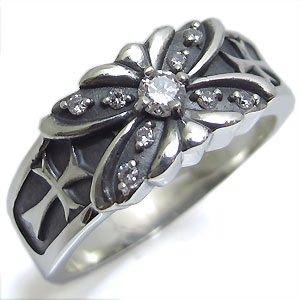 ダイヤモンドリング ダイヤモンド リング クロス シルバー メンズ 蝶 指輪 ダイヤリング 父の日 2023