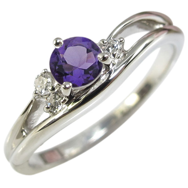 アメジスト・リング・一粒・シンプル・K18・指輪