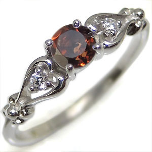 プラチナ・ガーネット・一粒・ハート・ガーネットリング・指輪