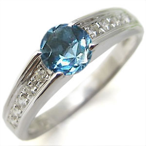 プラチナ・ブルートパーズリング・大粒・指輪・ブルートパーズ・リング