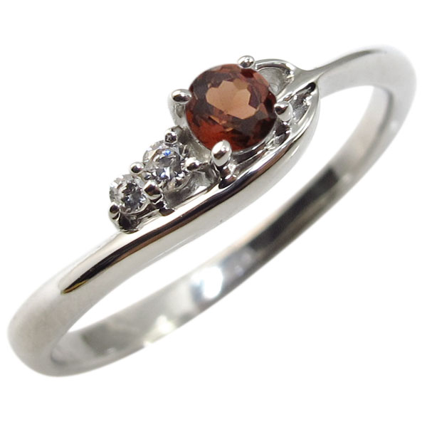 ガーネットリング・指輪・一粒・シンプル・18金・リング