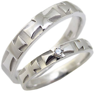 結婚指輪 天然ダイアモンド リング クロスリング k18 ペアリング カップル 2個セット マリッジリング