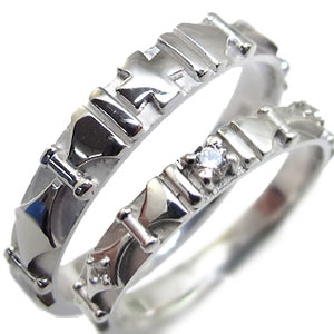 マリッジリング ペアリング カップル 2個セット 天然ダイヤモンド 結婚指輪 プラチナ リング