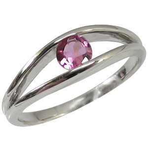 18金・一粒・指輪・10月誕生石・ピンクトルマリン・リング