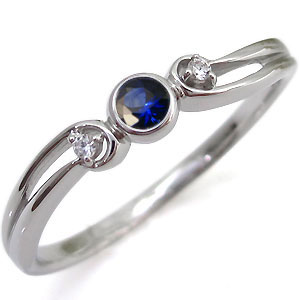 プラチナ・リング・サファイア・シンプル・一粒・指輪