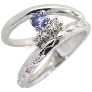 プラチナ 指輪 ピンキーリング 一粒 タンザナイト リング