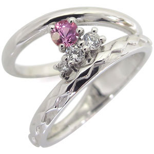 プラチナ 指輪 ピンキーリング 一粒 ピンクサファイア リング